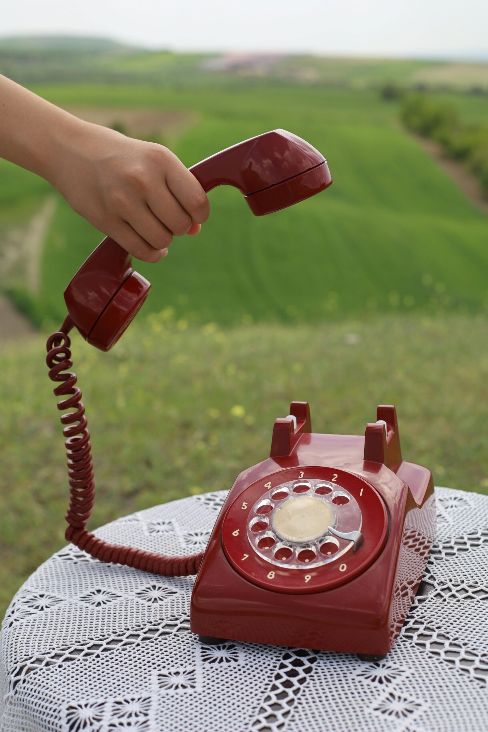 Putting a phone down outside.